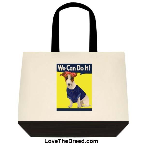 Jack Russell Rosie the Riveter We Can Do It Extra Large Tote