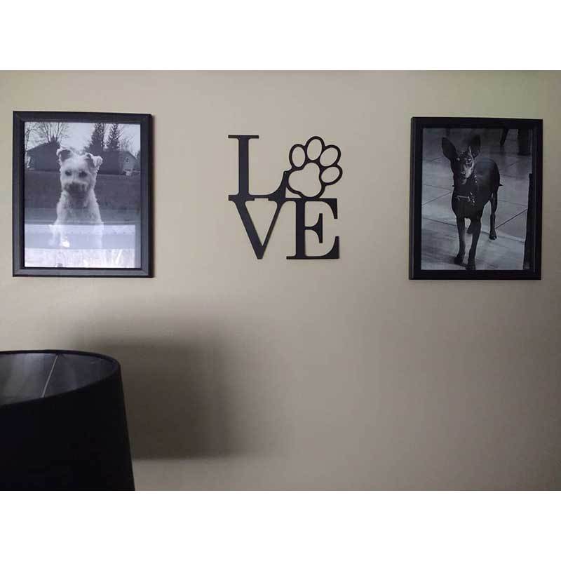 Redline Signs Silver Love Dog Paw Steel Sign