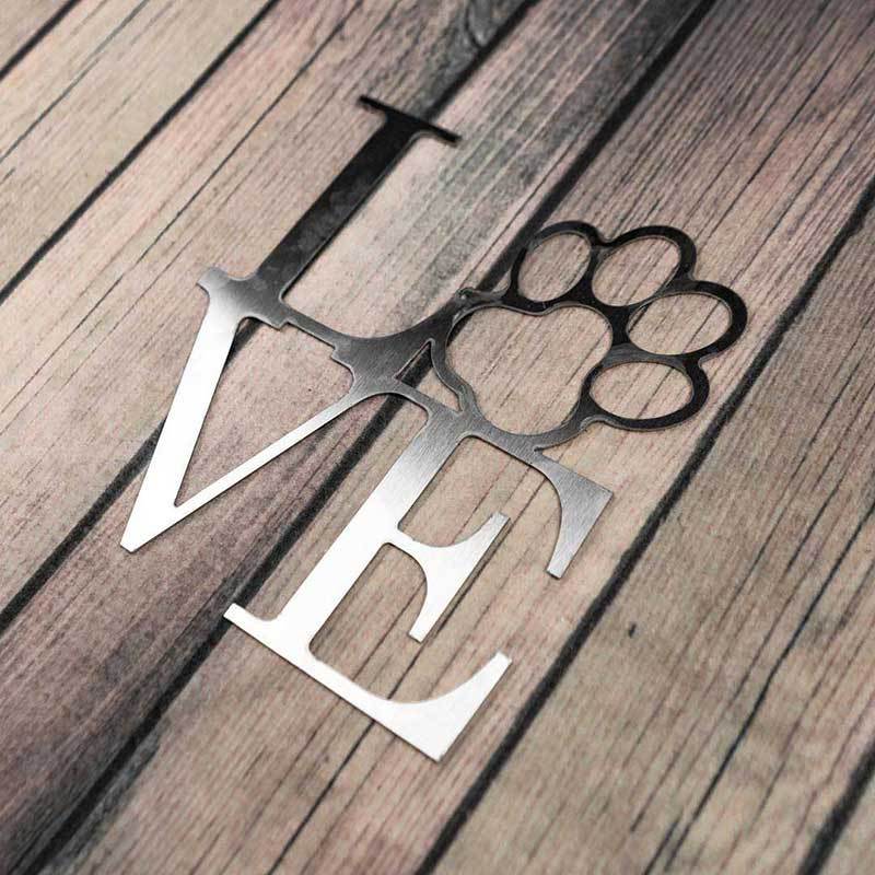 Redline Signs Silver Love Dog Paw Steel Sign