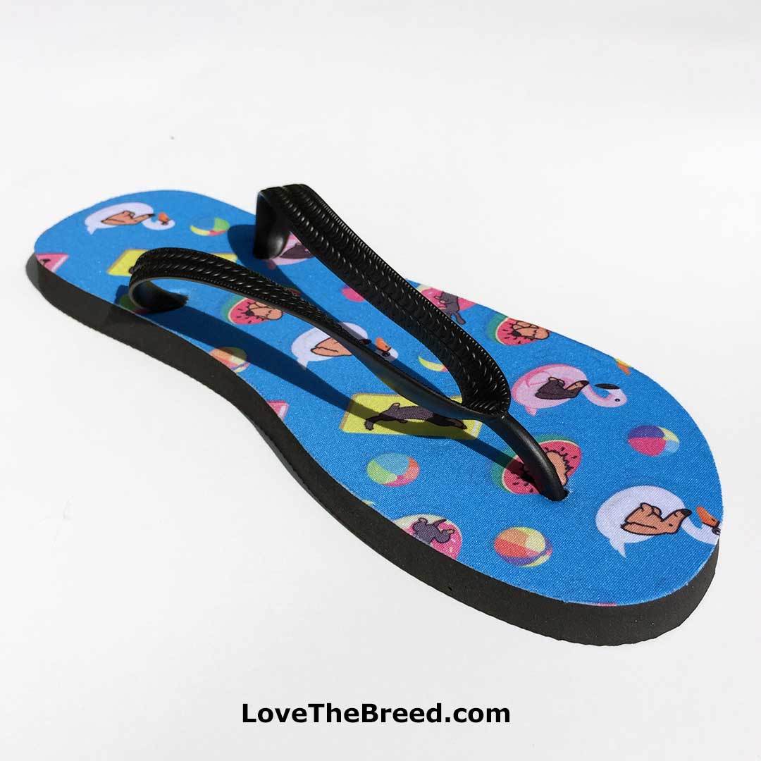 LoveTheBreed.com Sandals Dachshund Pool Party Women's Flip Flops Sandals
