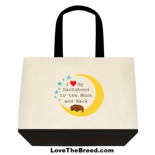Dachshund Love to the Moon and Back Extra Large Tote