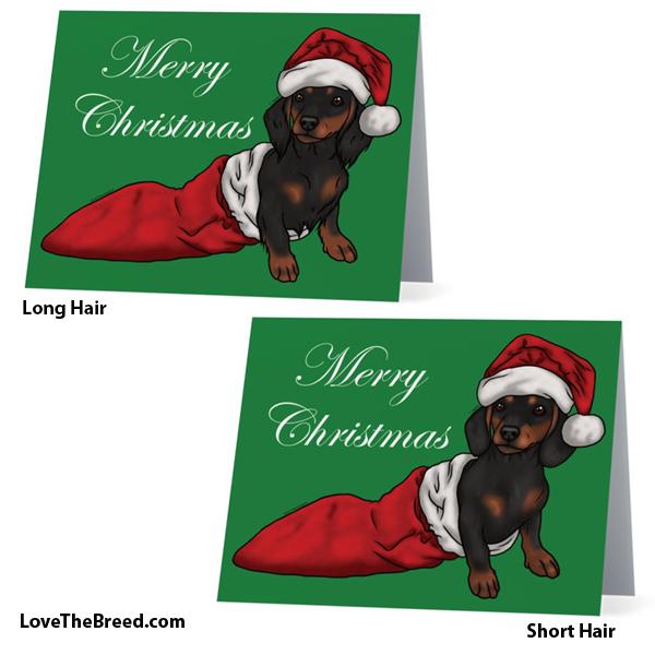 Merry Christmas Dachshund Black and Tan Card - with Envelope