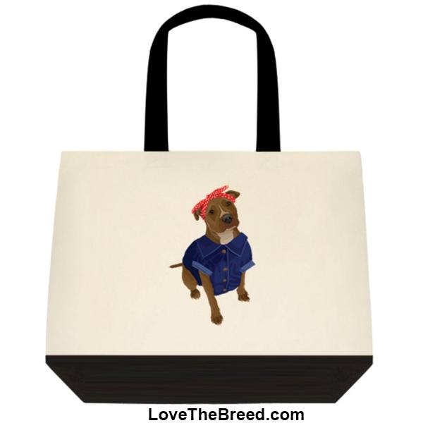 Pit Bull Rosie the Riveter DOG Extra Large Tote