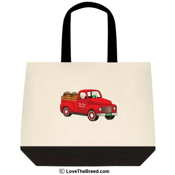 Poodle White Biscuit Truck Extra Large Tote