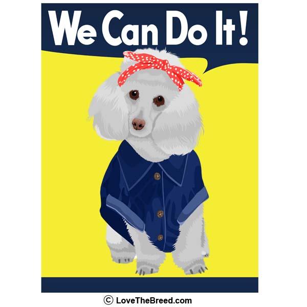Poodle White Rosie the Riveter We Can Do It Extra Large Tote