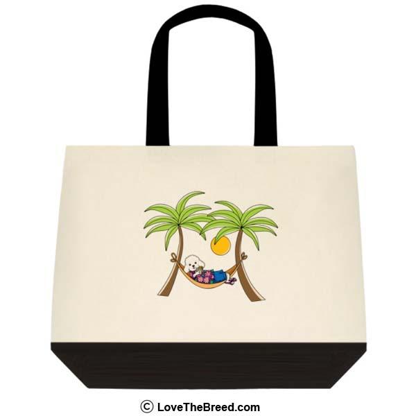 Poodle White in Hammock Extra Large Tote