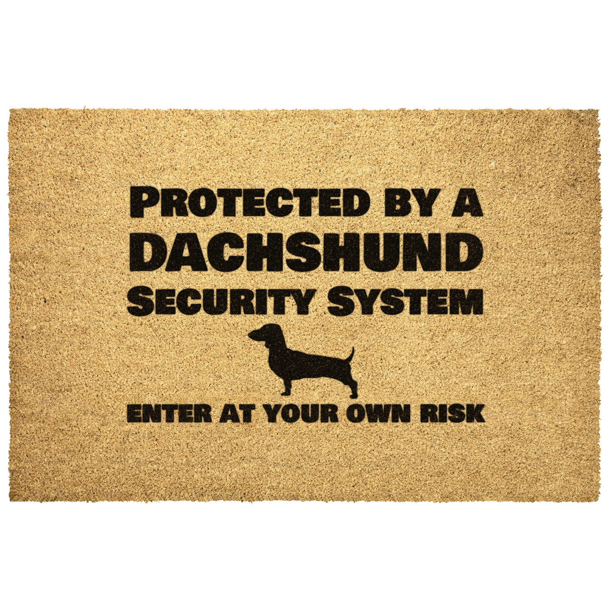 teelaunch Door Mats 18x12 Protected By A Dachshund Security System Outdoor Door Mat