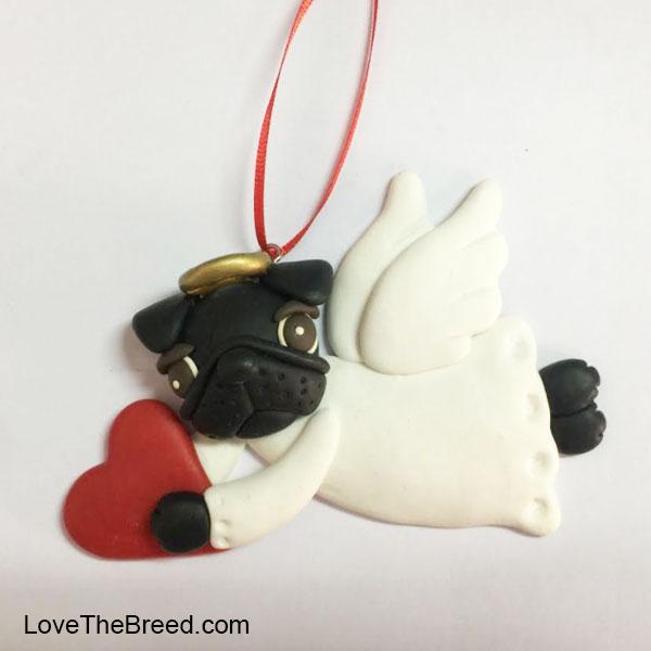 LoveTheBreed.com Ornaments Black Pug Angel Ornament Handmade Collectible