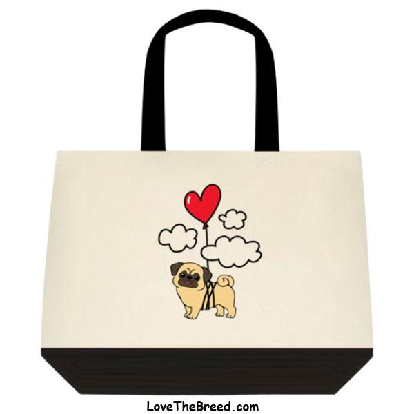 Pug & Heart Tote Bag