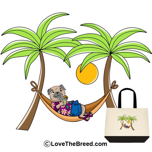 Pug Tan in Hammock Extra Large Tote