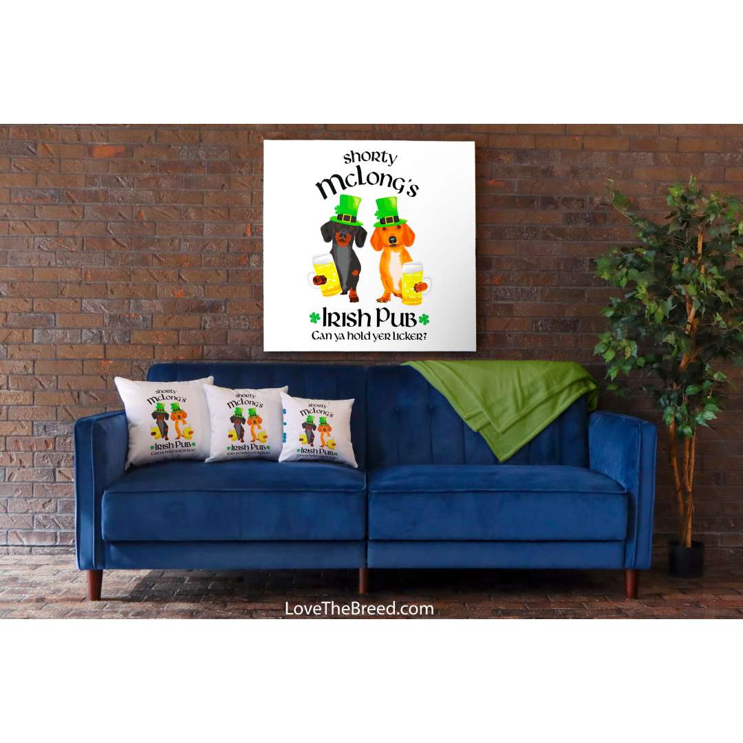 CustomCat Apparel Dachshund Shorty McLong's Irish Pub Pillows