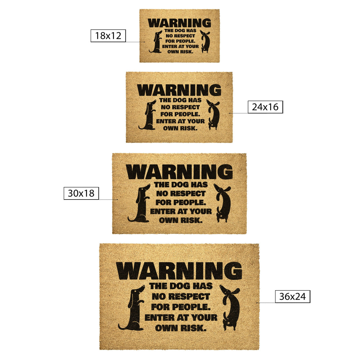 teelaunch Door Mats Warning the Dog has no respect for people Outdoor Door Mat