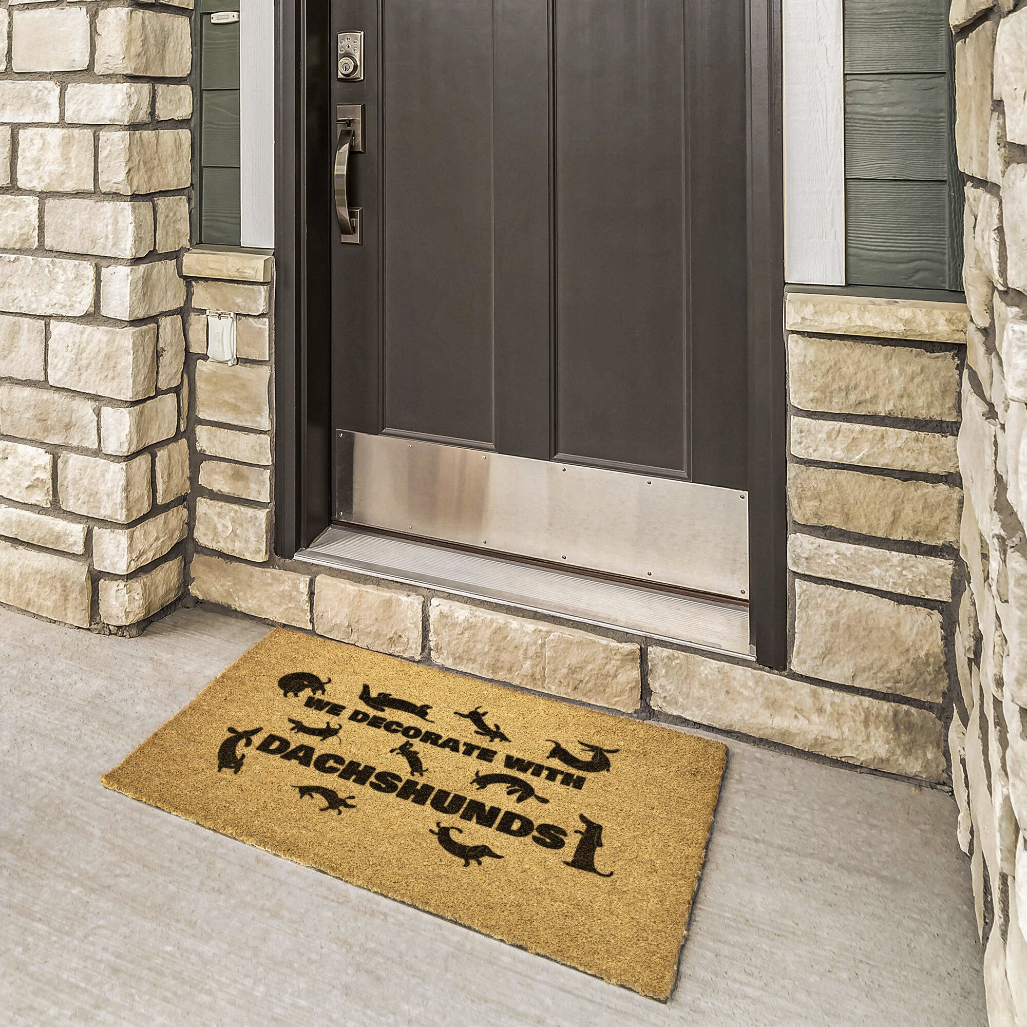 We Decorate with Dachshunds Outdoor Door Mat