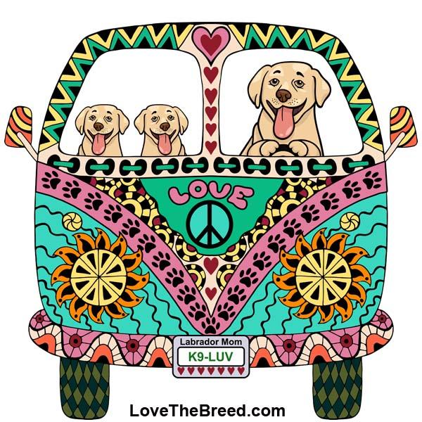 Yellow Labrador Love Bus Extra Large Tote