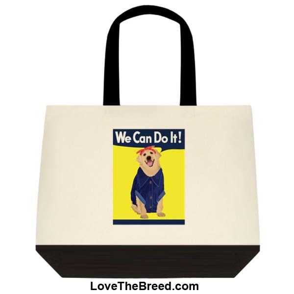 Yellow Labrador Rosie the Riveter We Can Do It Extra Large Tote