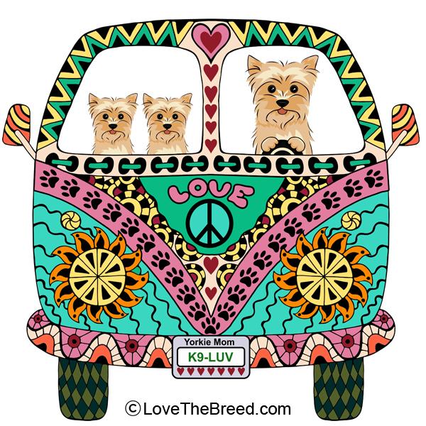 Yorkshire Terrier Love Bus Extra Large Tote