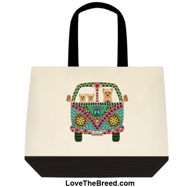 Yorkshire Terrier Love Bus Extra Large Tote