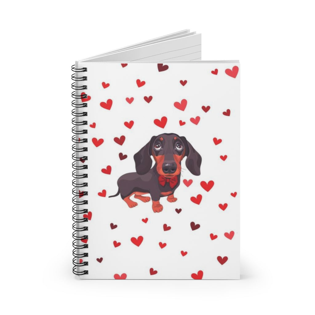 Dachshund Black & Tan with Hearts Spiral Notebook