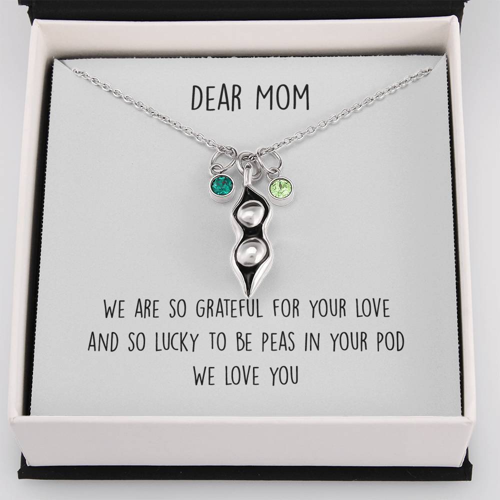 Dear Mom We Are Lucky To Be In Your Pod Personalized Peas in a Pod Necklace