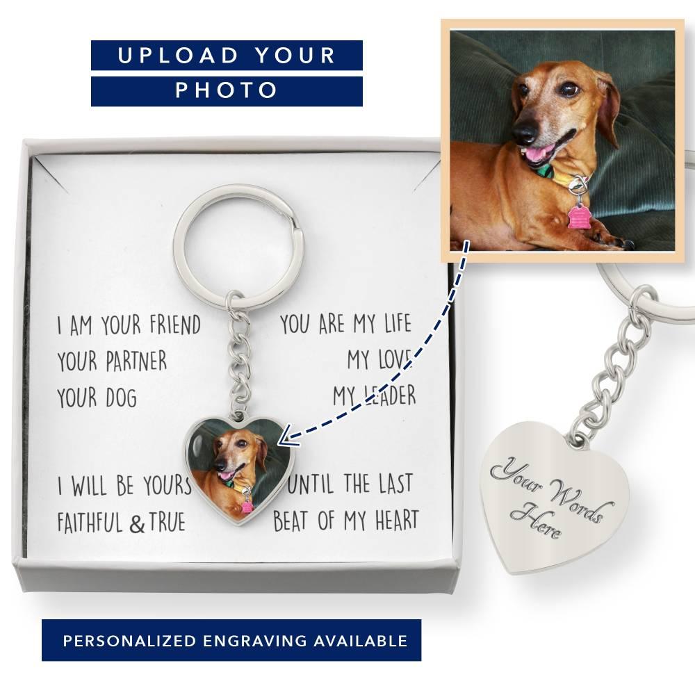 Personalized Dog Photo Heart Keychain - I am Your Friend Your Dog
