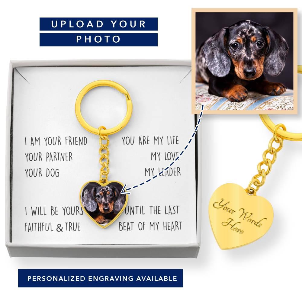 Personalized Dog Photo Heart Keychain - I am Your Friend Your Dog