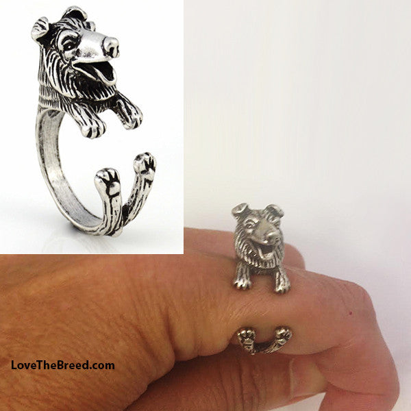 Border Collie Wrap Around 3D Ring FREE SHIPPING