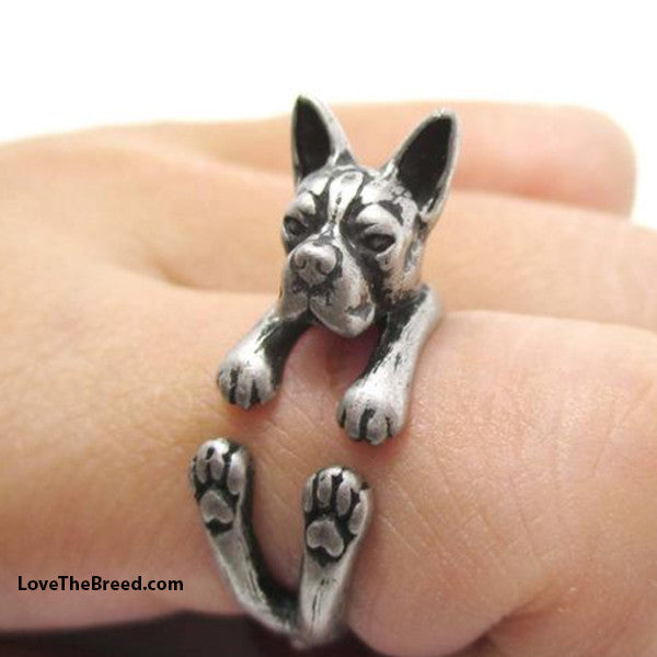 Boston Terrier Wrap Around 3D Ring FREE SHIPPING