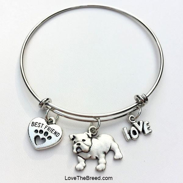 Bulldog Best Friend Love Charm Bracelet