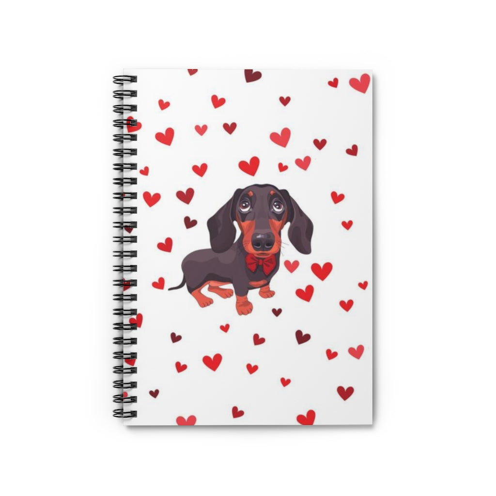 Dachshund Black & Tan with Hearts Spiral Notebook
