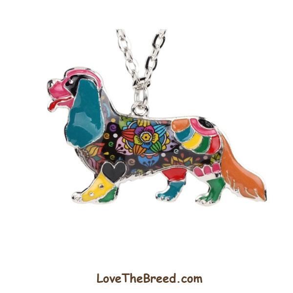 Cavalier King Charles Spaniel Colorful Enamel Necklace