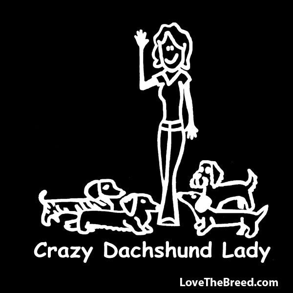 Crazy Dachshund Lady Decal Sticker