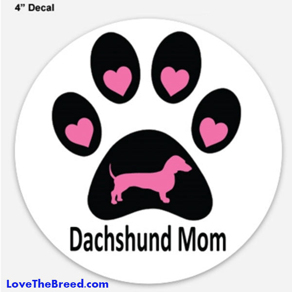 Dachshund Mom Paw Print Decal Circle