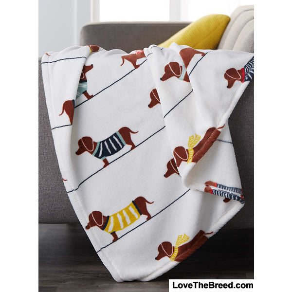 I Love Dachshunds Shop Blanket Plush Blanket Dachshunds in Sweaters