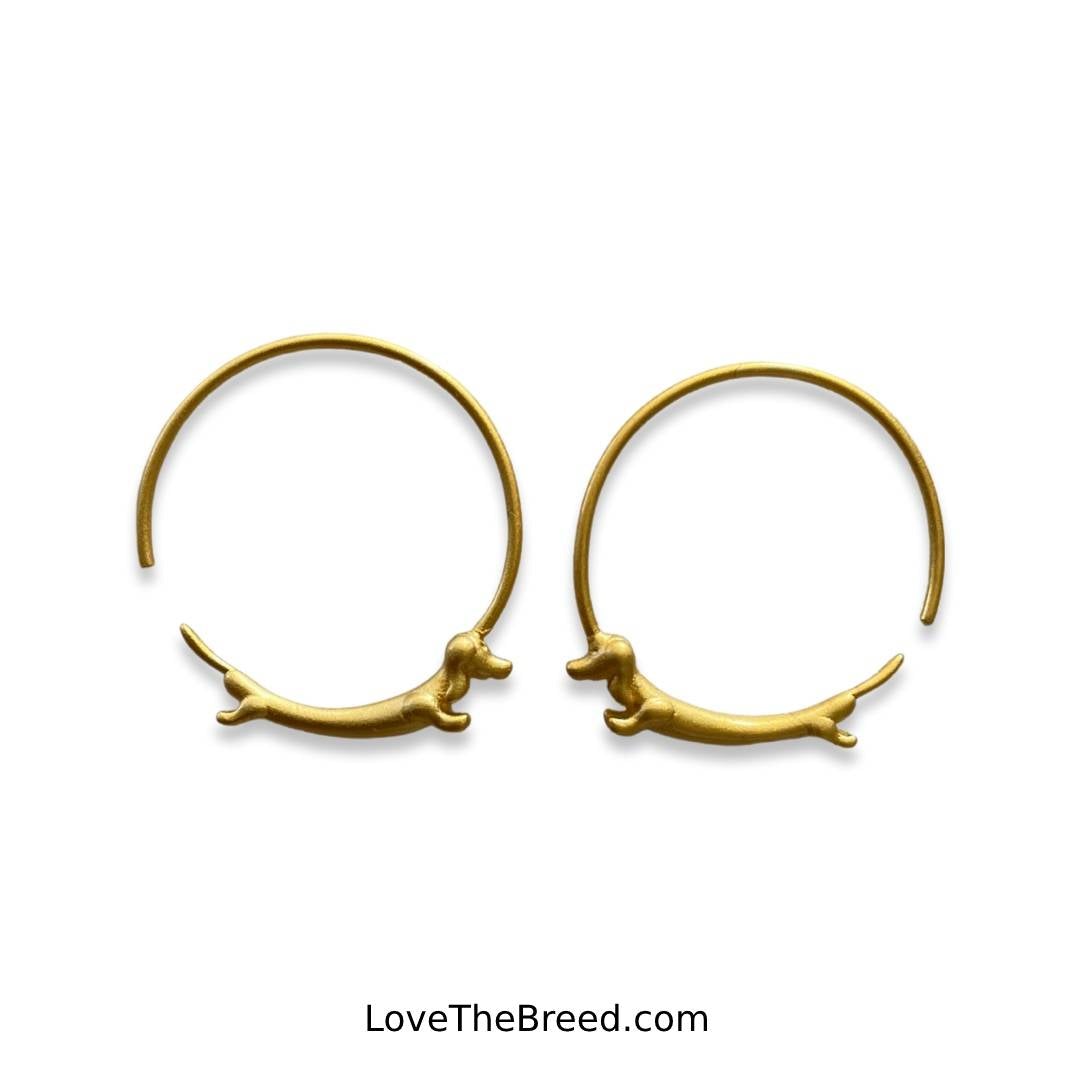 LoveTheBreed.com Earrings Gold Plated Dachshund Hoop Earrings Sterling Silver & Gold FREE SHIPPING