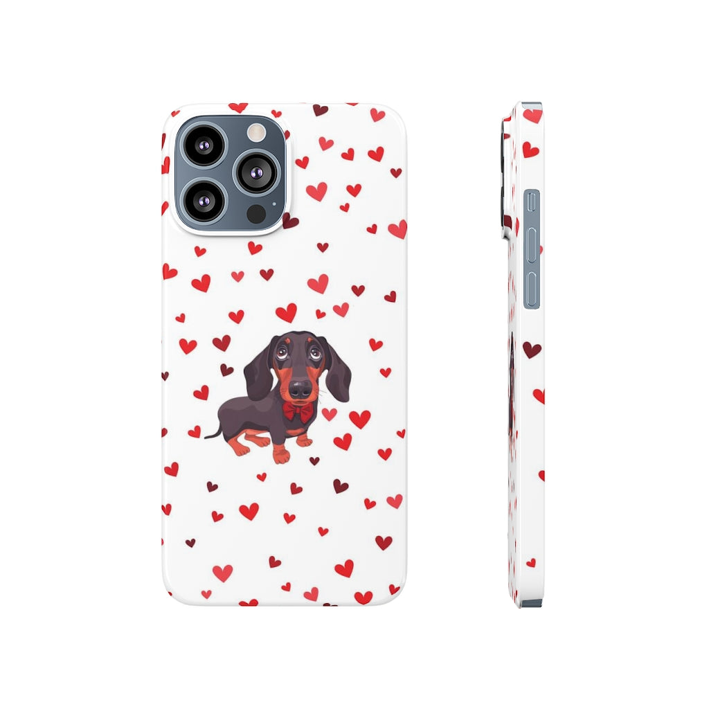 Dachshund Black & Tan with Hearts Slim Phone Cases, Case-Mate
