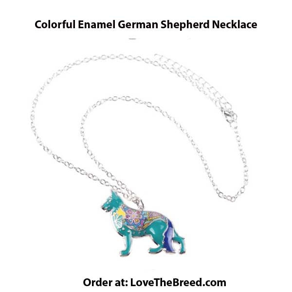 German Shepherd Colorful Enamel Necklace