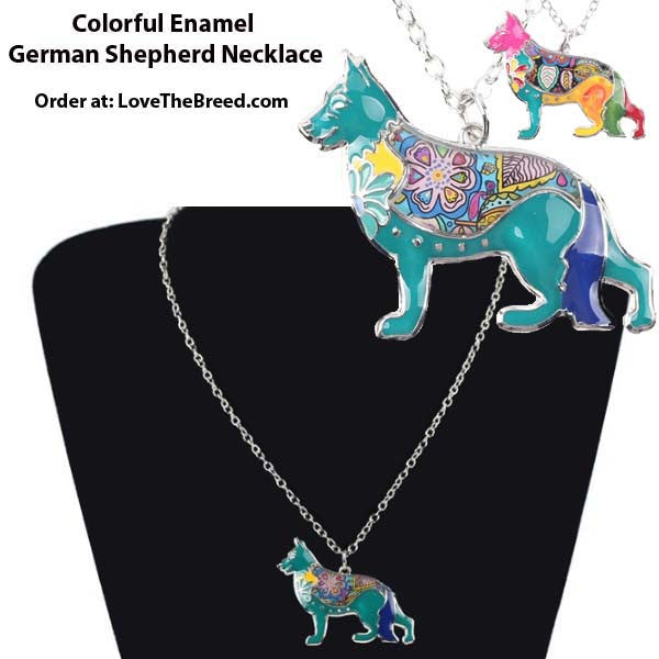 German Shepherd Colorful Enamel Necklace