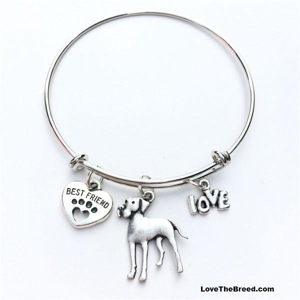 Great Dane Best Friend Love Charm Bracelet