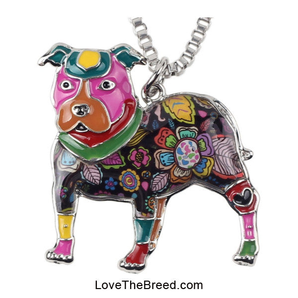 Pitbull Colorful Enamel Necklace