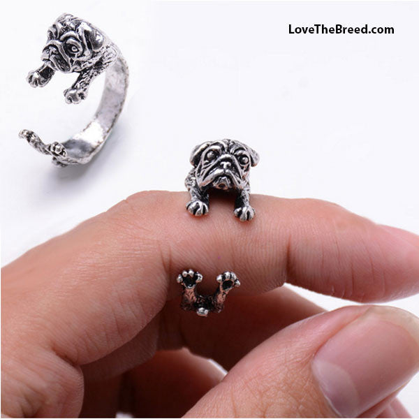 Pug Wrap Around 3D Ring FREE SHIPPING