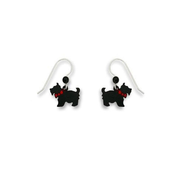 Scottish Scottie Terrier with Red Bow Earrings Sienna Sky